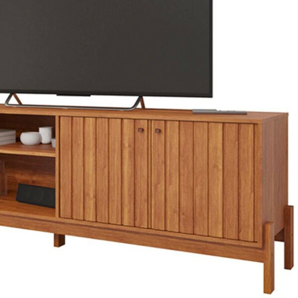 Rack Bancada Holanda Cinamomo Ripado 100% MDF TV at 70 Polegadas Larg. 2.05m - Permbili