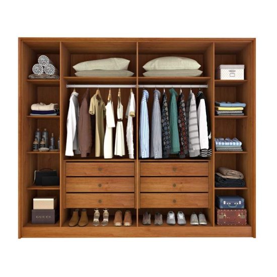 Guarda-roupa Casal 2,75m Barcelona Cinamomo/Off Ripado 6 Portas 6 Gavetas - Tcil