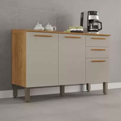 Balc�o para Cozinha New Val�ncia larg. 1.20m Cinamomo/Off White Sall�to