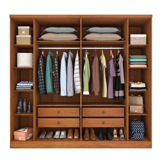 Guarda-roupa Casal 2,40m Veneza Cinamomo 6 Portas 4 Gavetas - Tcil