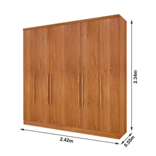 Guarda-roupa Casal 2,40m Veneza Cinamomo 6 Portas 4 Gavetas - Tcil
