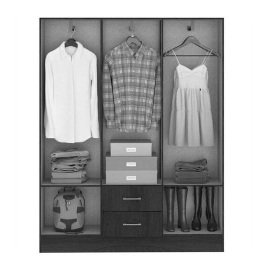 Guarda-roupa Solteiro 1,34m Jamaica Preto 6 Portas 2 Gavetas - Fellicci