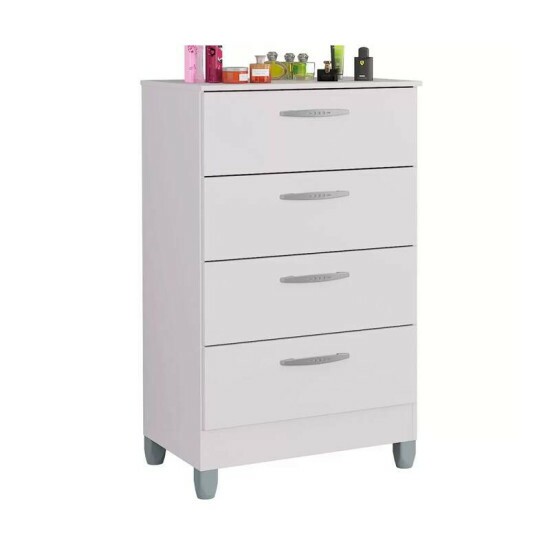 C�moda com 4 Gavetas Branco Larg. 0.59m - Poquema