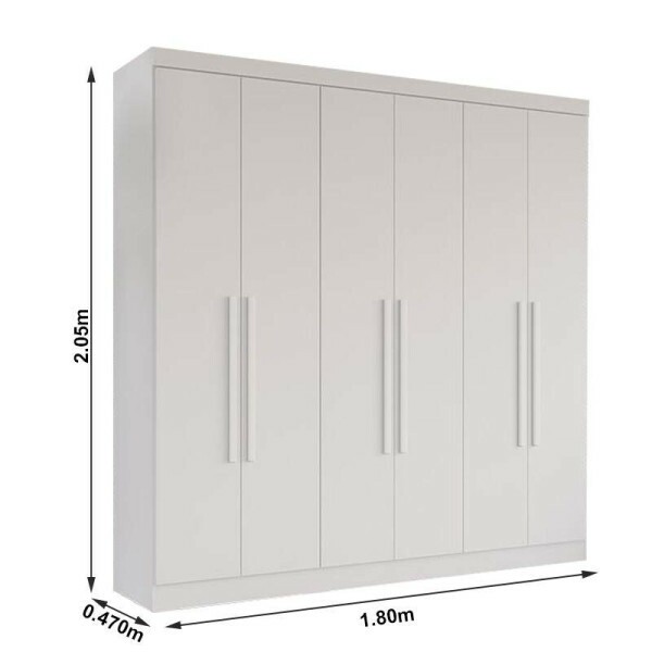 Roupeiro Recife Branco 6 Portas Larg. 1.80m - Sallto
