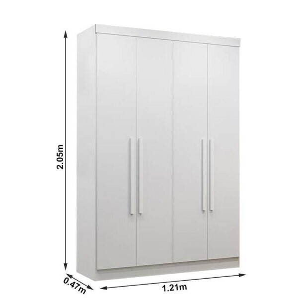 Roupeiro Solteiro Recife 4 Portas 2 Gavetas Larg. 1.21m Branco Sallto