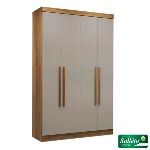 Roupeiro Solteiro Recife Cinamomo/Off 4 Portas 2 Gavetas Larg. 1.21m - Sallto
