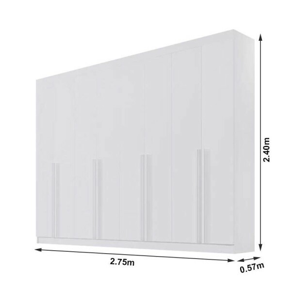 Roupeiro Casal Daymond Branco 8 Portas 8 Gavetas 100% MDF Larg. 2.75m - D Doro