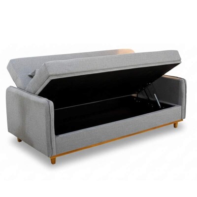 Sof� Cama Ipanema com Ba� Linho Cinza 2275 - Larg. 2.05m