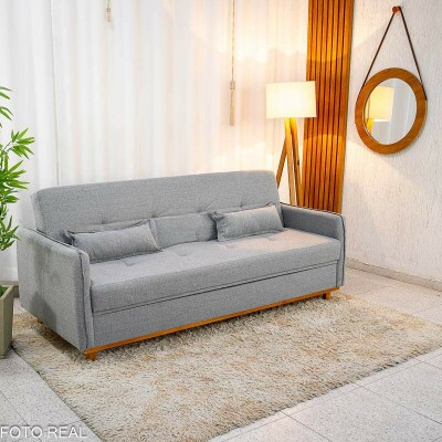 Sof Cama Ipanema Ba larg. 2.05m Linho Cinza 2275