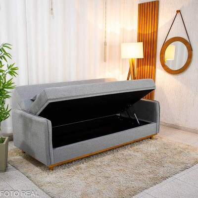 Sof Cama Ipanema Ba larg. 2.05m Linho Cinza 2275