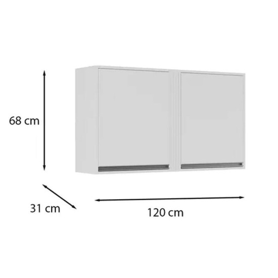 Balc�o de Cozinha 1,20m P�rola Branco + A�reo 1,20m P�rola Branco - Sall�to
