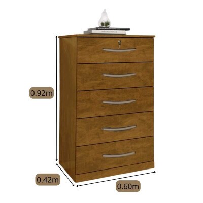 Cmoda 5 Gavetas Vane 013 Larg. 0.60m Cinamomo JL Mveis.