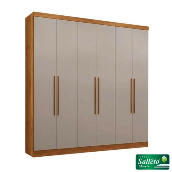Guarda-roupa Casal Coliseu Cinamomo/Off 6 Portas 4 Gavetas Larg. 2.20m - Sallto
