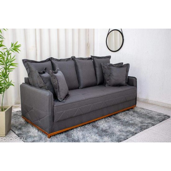Sof� 3 Lugares Vican Linho Grafite 5054 Molas Bonnel - 2,00m