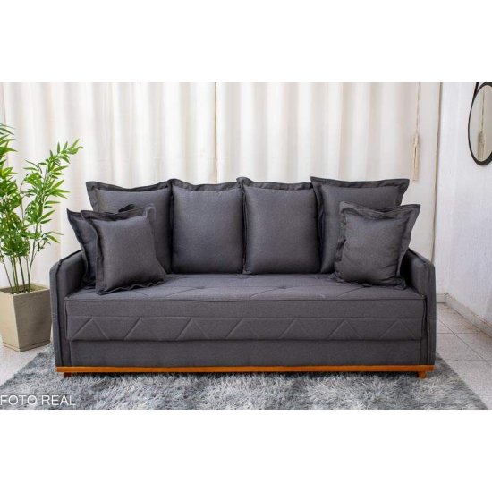 Sof� 3 Lugares Vican Linho Grafite 5054 Molas Bonnel - 2,00m