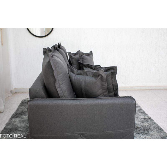 Sof� 3 Lugares Vican Linho Grafite 5054 Molas Bonnel - 2,00m
