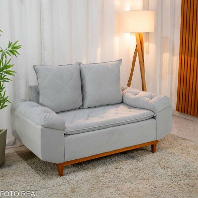 Sof 2 lugares Blgica Veludo Prata 12 Larg. 1.60m
