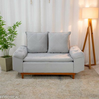 Sof 2 lugares Blgica Veludo Prata 12 Larg. 1.60m
