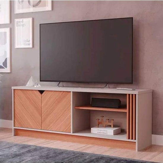 Rack Bancada 1,54m Volpi Off White/Cinamomo 100% MDF para TV at� 70\" - Perm�bili