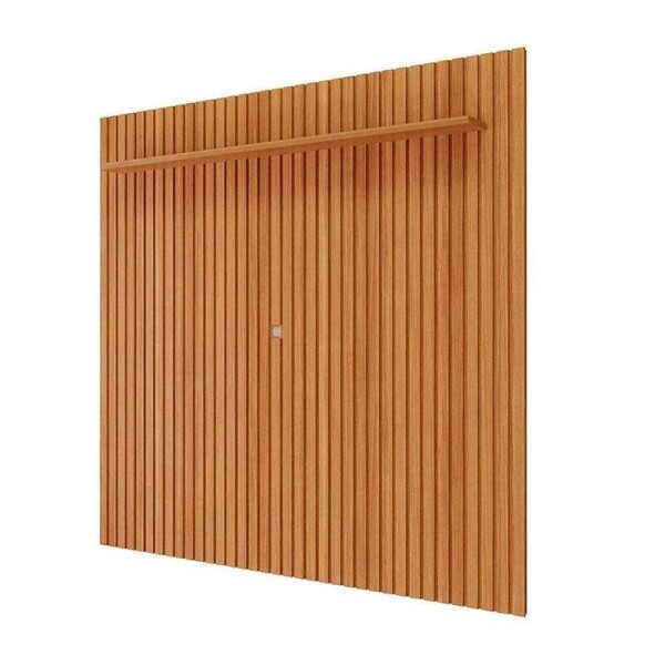 Rack Holanda Cinamomo Ripado 100% MDF Larg. 2.05m + Painel Maragogi Cinamomo Ripado 100% MDF Larg. 2.30m - Permobili
