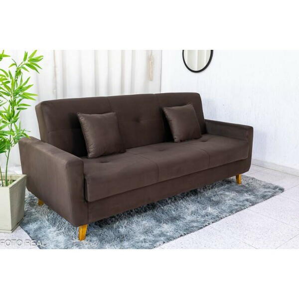 Sof Cama Ba Pmela Larg. 2.00m Veludo Marrom 426