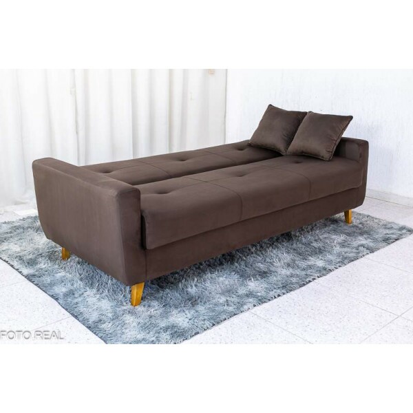 Sof Cama Ba Pmela Larg. 2.00m Veludo Marrom 426