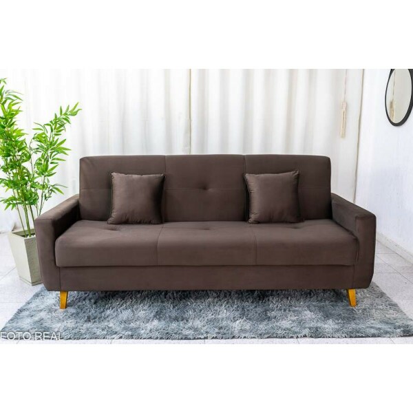 Sof Cama Ba Pmela Larg. 2.00m Veludo Marrom 426