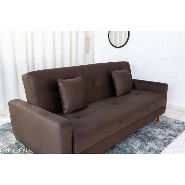 Sof Cama Ba Pmela Larg. 2.00m Veludo Marrom 426