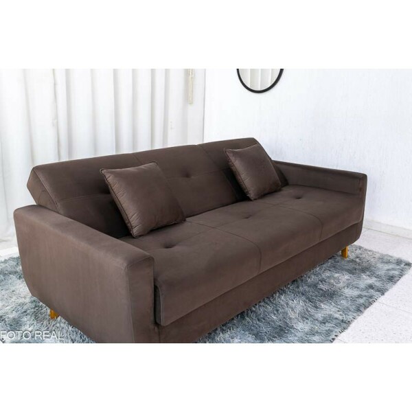 Sof Cama Ba Pmela Larg. 2.00m Veludo Marrom 426