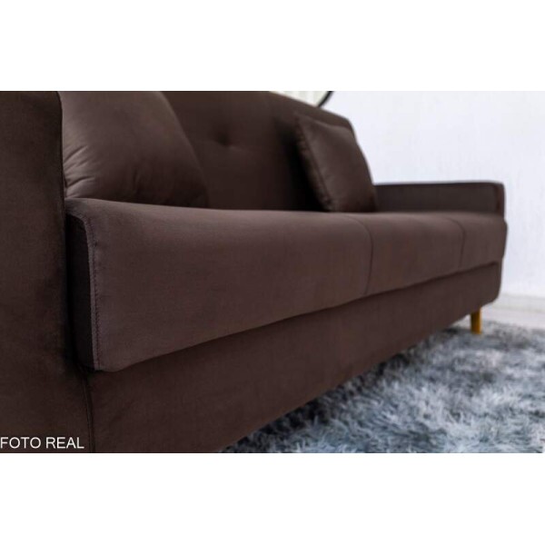 Sof Cama Ba Pmela Larg. 2.00m Veludo Marrom 426