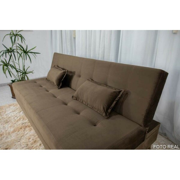 Sof 4 lugares e Sof Cama Casal Arpoador Veludo Marrom