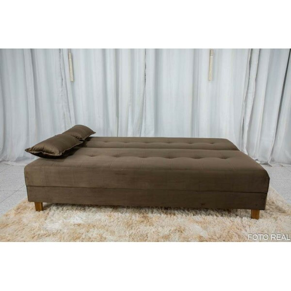 Sof 4 lugares e Sof Cama Casal Arpoador Veludo Marrom