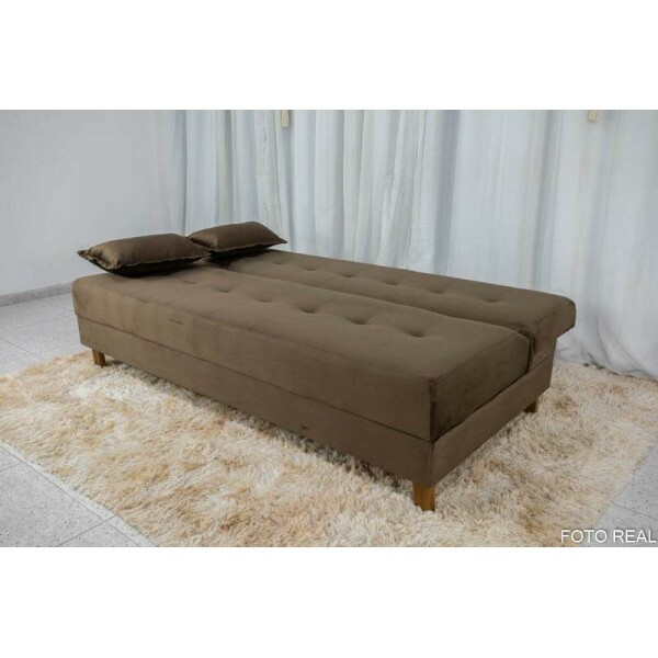 Sof 4 lugares e Sof Cama Casal Arpoador Veludo Marrom