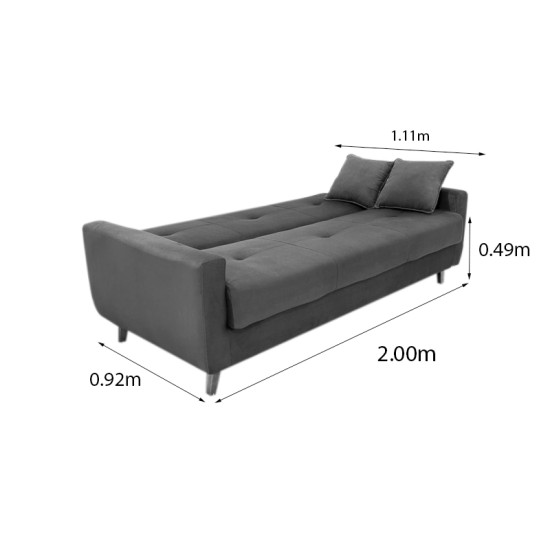 Sof� Cama P�mela Veludo Bege 434 com Ba� - 2,00m