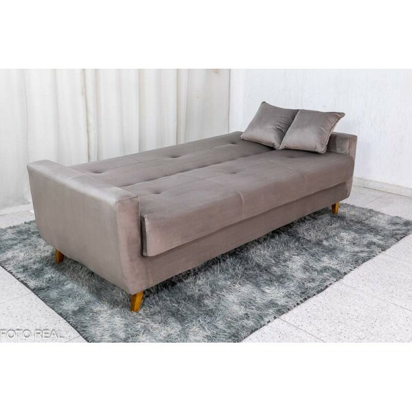 Sof Cama Ba Pmela Larg. 2.00m Veludo Bege 434