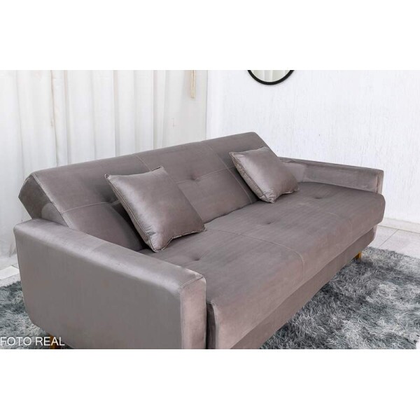 Sof Cama Ba Pmela Larg. 2.00m Veludo Bege 434
