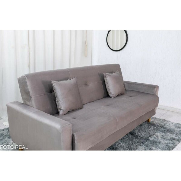 Sof Cama Ba Pmela Larg. 2.00m Veludo Bege 434