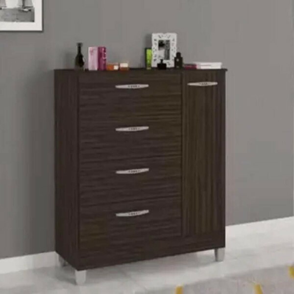 Cmoda 4 Gavetas 1 Porta Chocolate Larg. 0.86m - Poquema