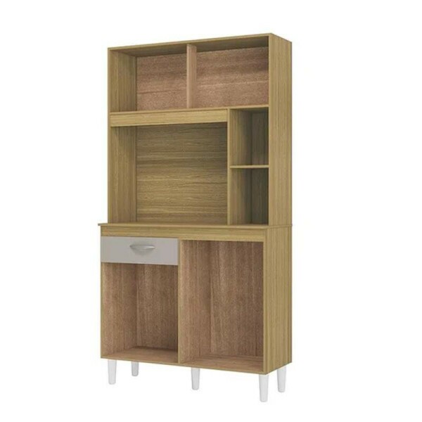 Kit Duda 4 Portas 1 Gaveta Larg. 90cm Damasco/Off Poquema