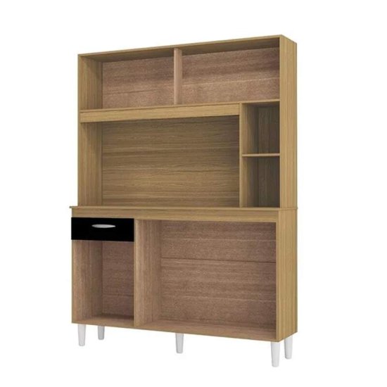 Kit de Cozinha 1,20m Duda Damasco/Preto 5 Portas 1 Gaveta - Poquema