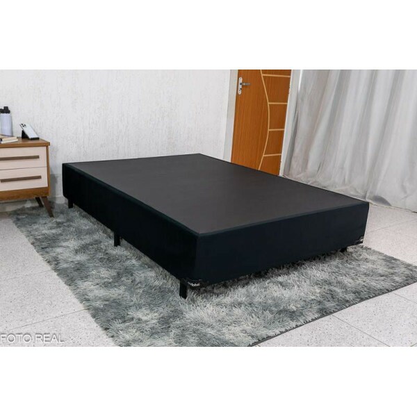 Base Box Casal 138x188x35 Veludo Preto Portobel