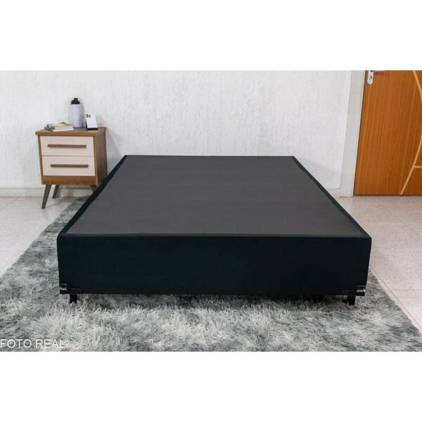 Base Box Casal 138x188x35 Veludo Preto Portobel