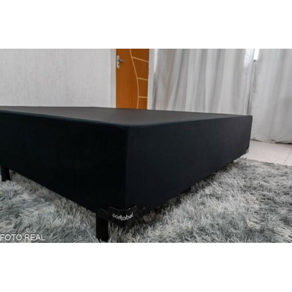 Base Box Casal 138x188x35 Veludo Preto Portobel