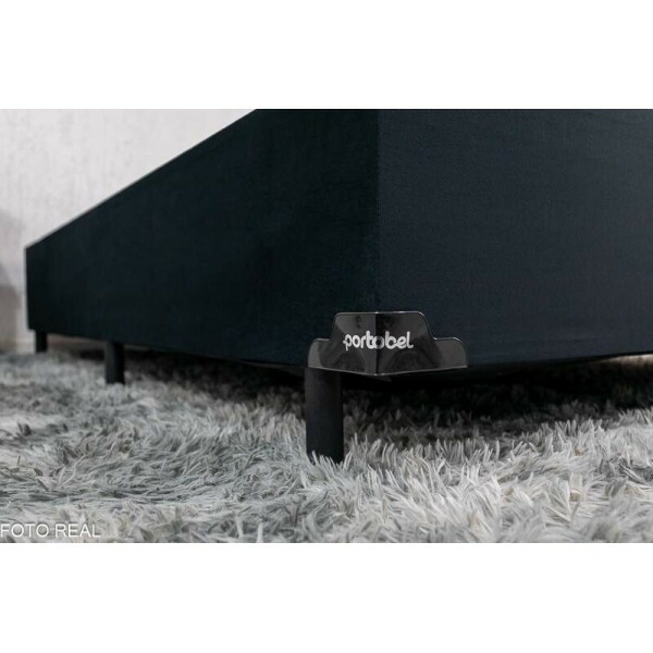 Base Box Casal 138x188x35 Veludo Preto Portobel