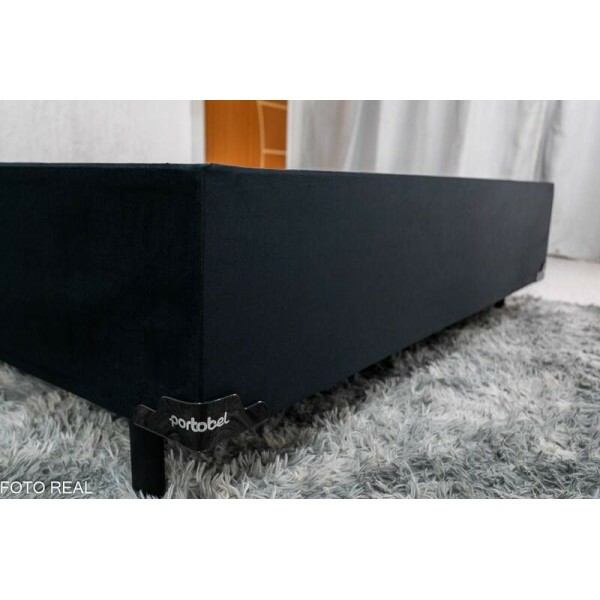 Base Box Casal 138x188x35 Veludo Preto Portobel