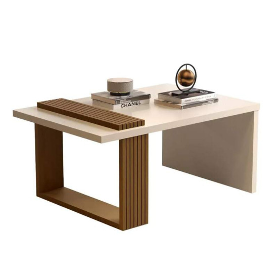 Mesa de Centro JB 8020 Luxo Larg. 80cm P�rola/Nature JB Bechara