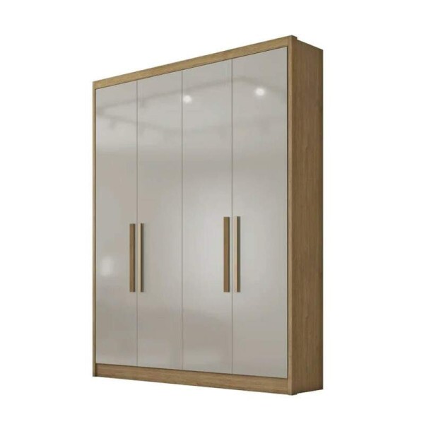 Roupeiro Moderni Plus Cumaru/Fendi Fosco 4 Portas 100% MDF Larg. 1.64m - Novo Horizonte