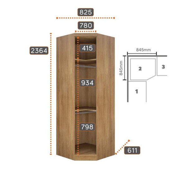 Modulado Canto Oblíquo Rizon Cumaru/Fendi Fosco 100% MDF Larg