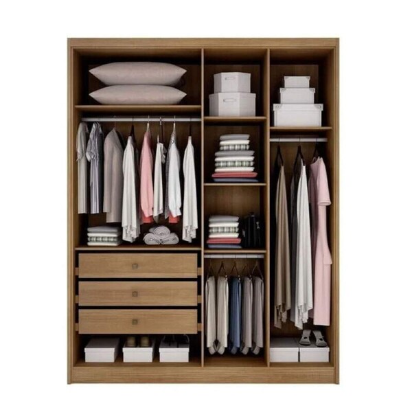 Modulado Cumaru/Fendi Fosco 1 Roupeiro Moderni 4 Pts + 2 Criado Rizon + 1 Canto Oblquo Rizon + 1 Areo 3 portas Rizon - Novo Horizonte