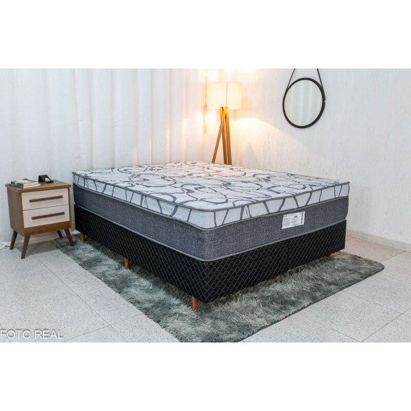 Box Madrid Preto + Colcho Queen Madrid Euro Molas Ensacadas 158x198x70 Umaflex